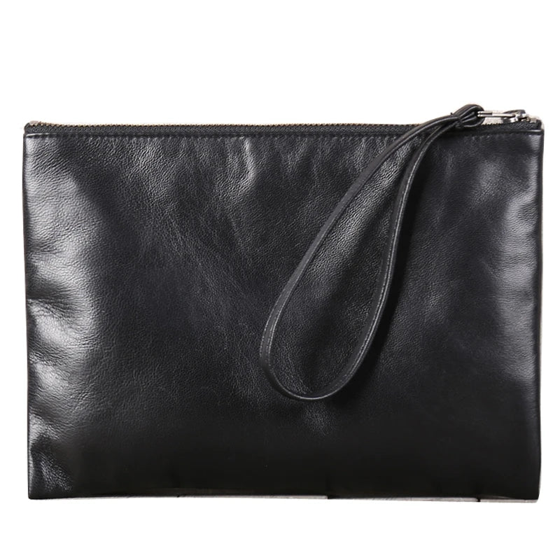 Clutch Bag Genuine Leather Luxury Men Hand Bag Casual Women Big Capacity Long Purses Top End Sheepskin Cell Phone Hand Bag