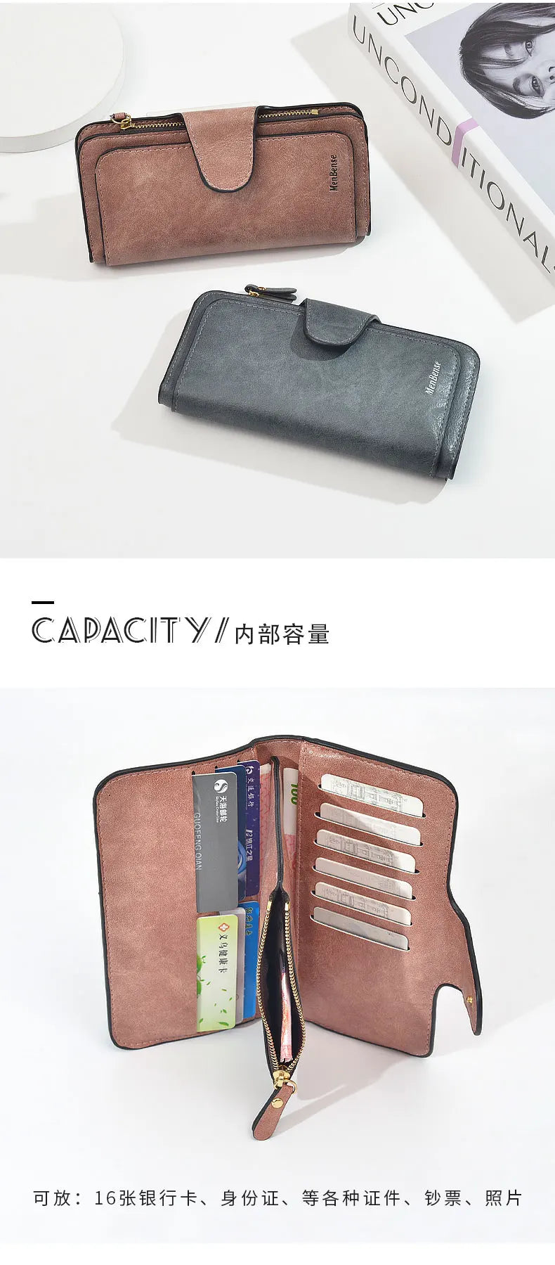 Women's wallet made of leather Wallets Three fold VINTAGE Womens purses mobile phone Purse Female Coin Purse Carteira Feminina