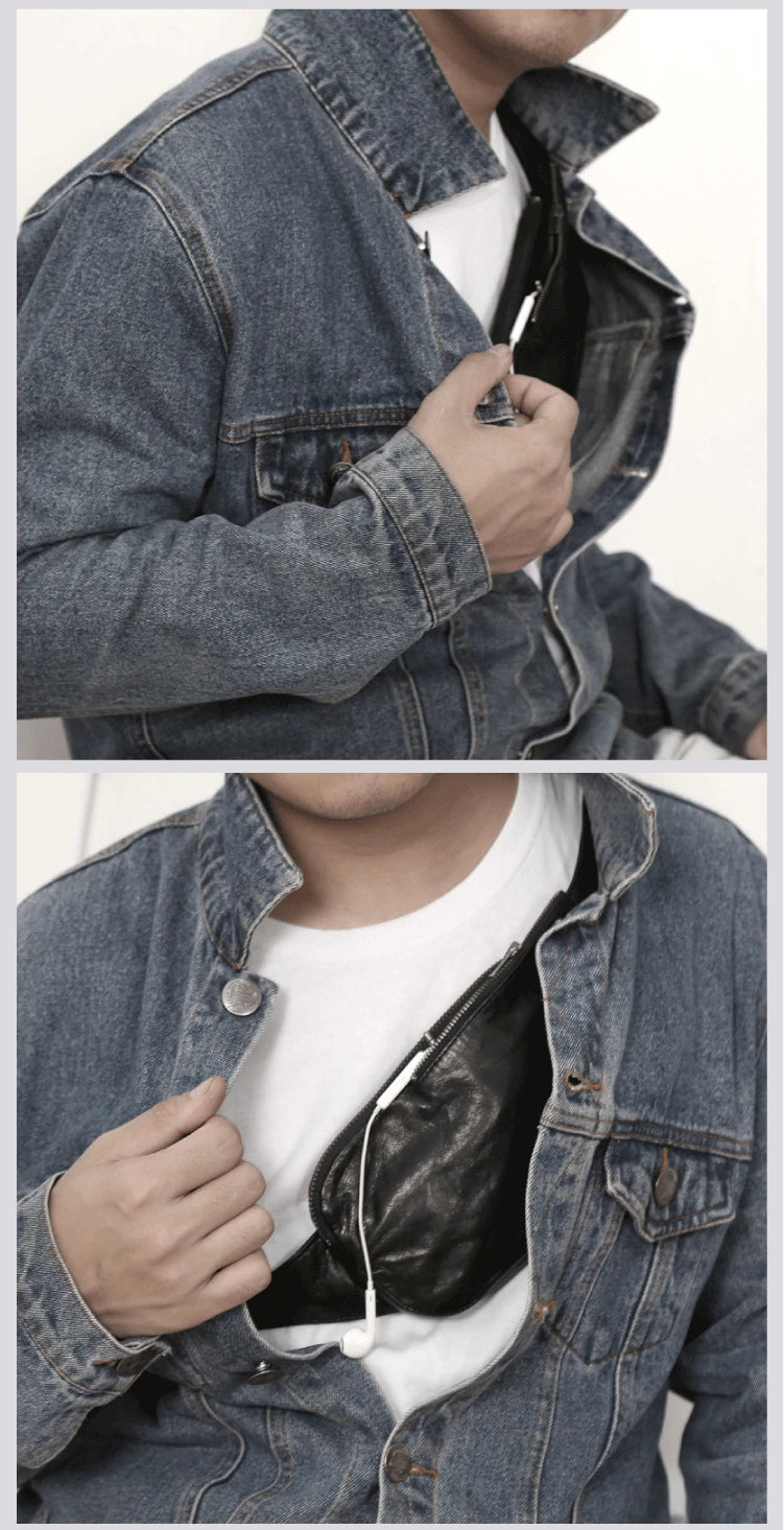 Chest Bags Genuine Leather Sheepskin Luxury Handmade Multifunctional Mini Waist Pack Cigarette Handbag Unisex Cell Phone Bag