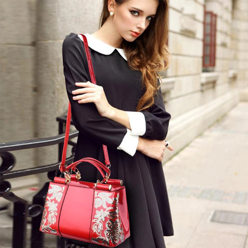 Fashion Embroidery Women Bag Leather Purses and Handbags Luxury Famous Brand Shoulder Bags Female Messenger Bags Bolsa Feminina