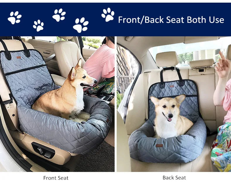 Dog Car Seat Bed Travel Dog Car Seats for Small Medium Dogs Front/Back Seat Indoor/Car Use Pet Car Carrier Bed Cover Removable