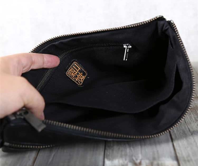 Men Clutch Bag Genuine Leather Luxury Handmade Business Office Handbags iPad Pack Top-end Male Hand Bag Casual Cell Phone Wallet