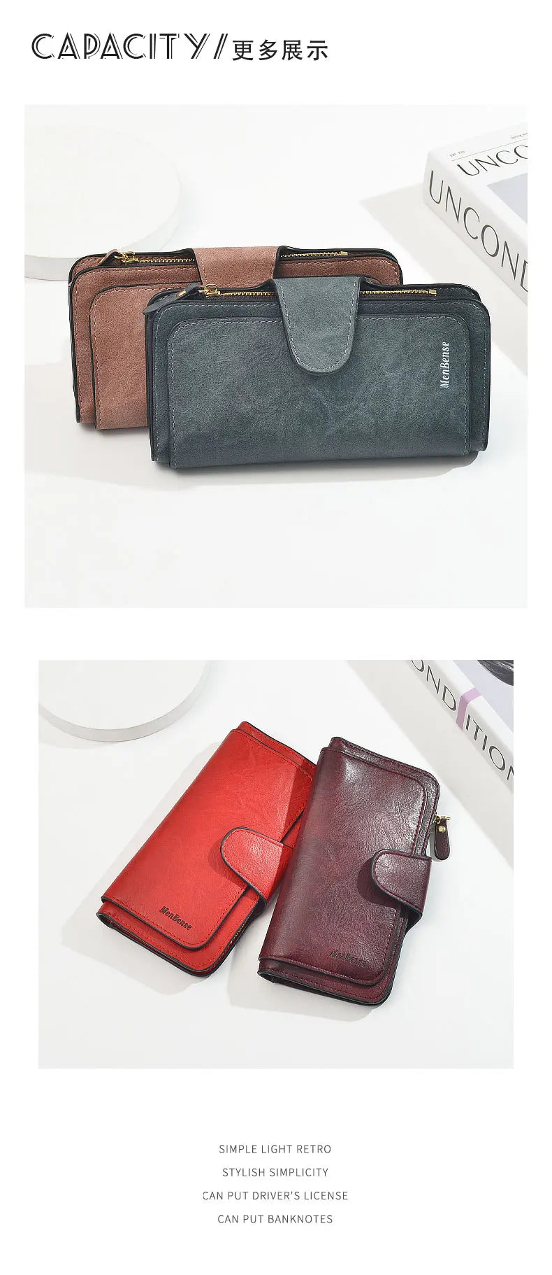 Women's wallet made of leather Wallets Three fold VINTAGE Womens purses mobile phone Purse Female Coin Purse Carteira Feminina