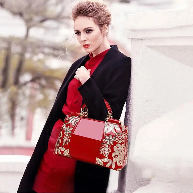 Fashion Embroidery Women Bag Leather Purses and Handbags Luxury Famous Brand Shoulder Bags Female Messenger Bags Bolsa Feminina