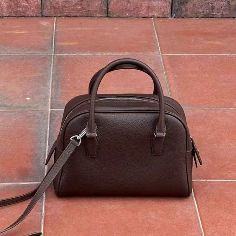 26cm Genuine Leather Handbag With Top Layer Cowhide New Women Shoulder Crossbody Bag Versatile Commuting Soft Texture