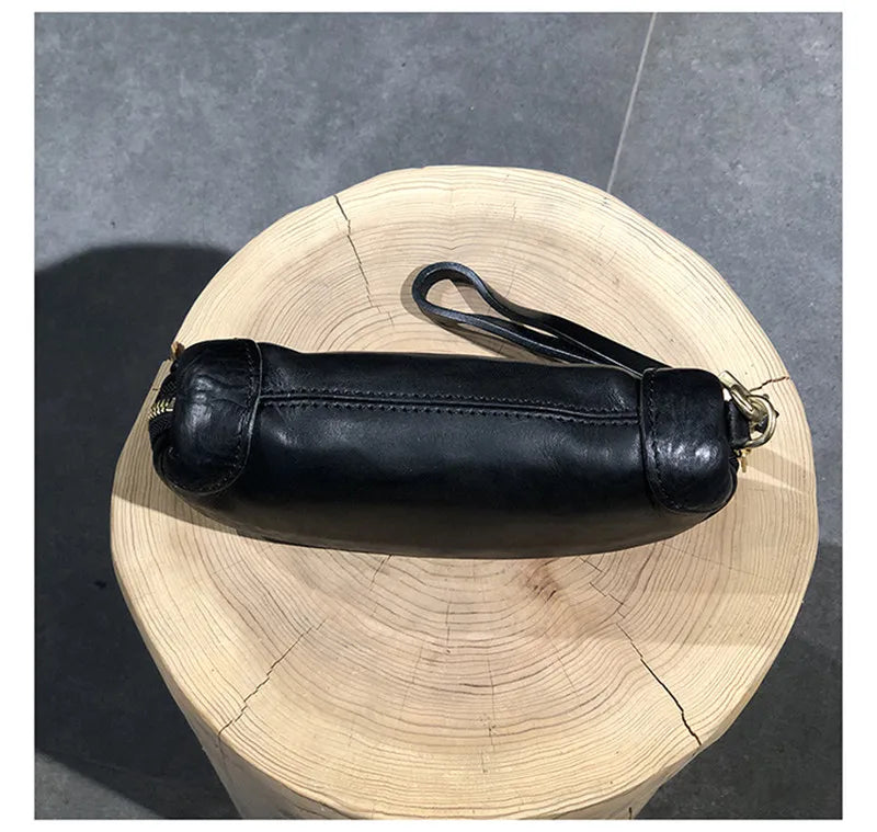 Vintage Handmade Luxury Genuine Leather Men Clutch Bag Casual Designer High Quality Real Cowhide Phone Card Holder Wallet