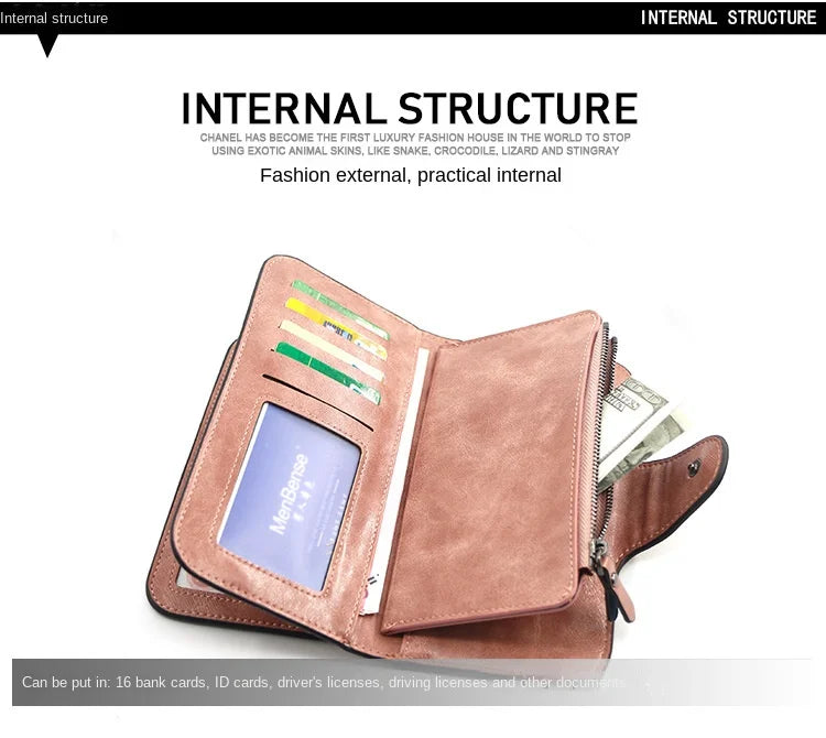 Women's Wallet Made of Leather Wallets Three Fold VINTAGE Womens Purses Mobile Phone Purse Female Coin Purse Carteira Feminina