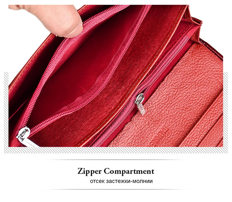 Handbag for Women Clutch Bags Female Long Wallets Genuine	Leather Purses Ladies Gift Elegant Luxury Wallet Shiny Money Bag