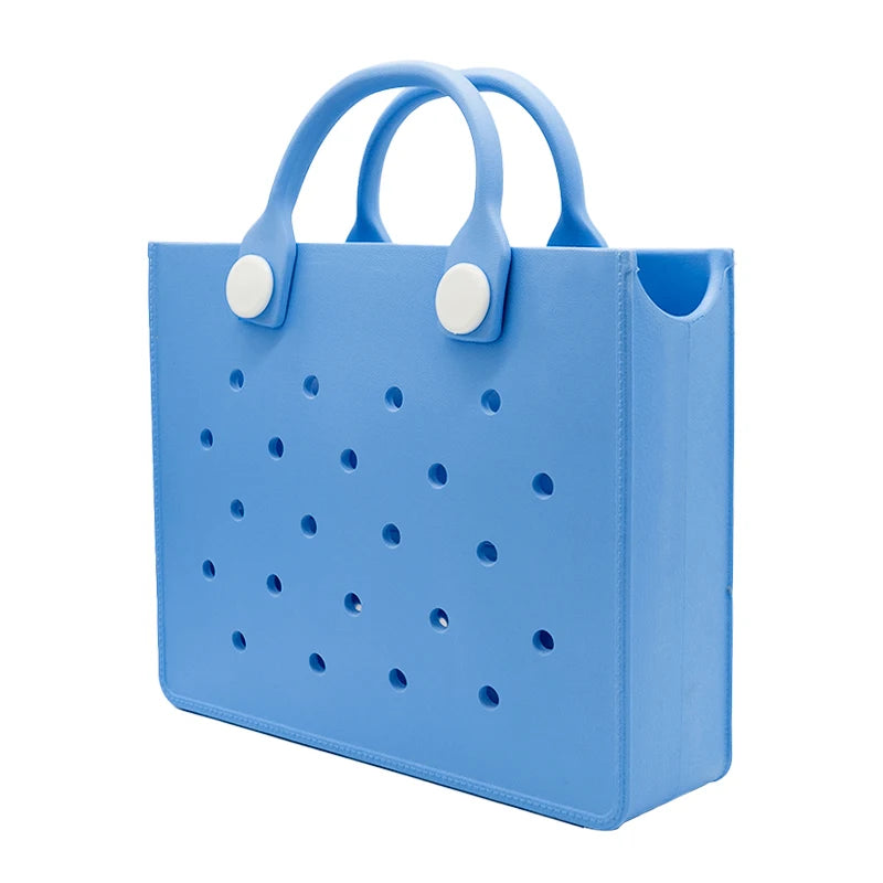The orange guy Purple Women Fashion New EVA Punched Handbag Casual Waterproof Travel Tote Bag Fit Charms Outdoor Beach Bags