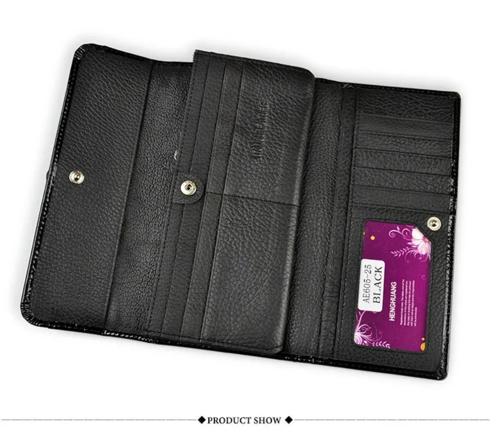 Genuine	Leather Purses for Women Long Handbags RFID	Credit Card Holder Wallets Luxury Designer Cardholder Bag Women's Wallet