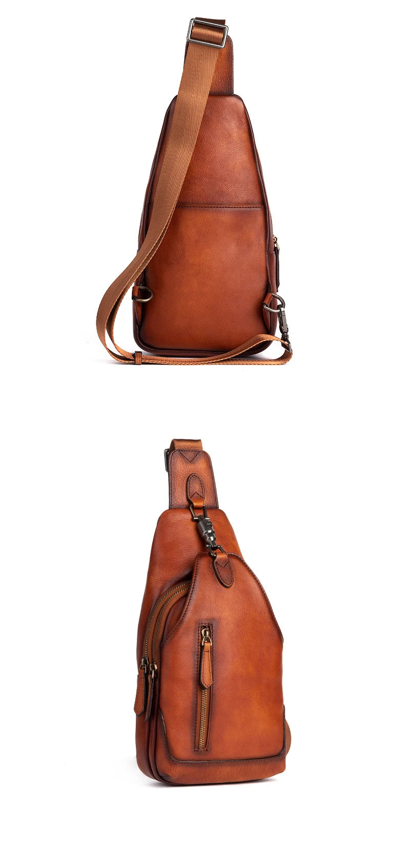 Anti theft  Men's Bag Luxury Brand Designer Single Shoulder Chest Bag Leather Male Crossbody Chest Pack Street Small Sling Bag
