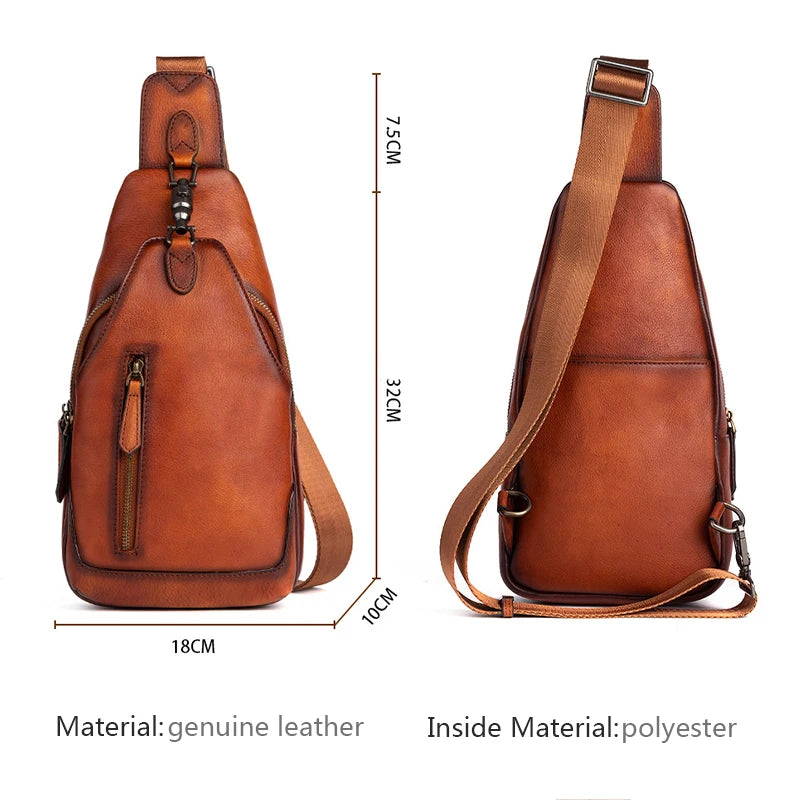 Anti theft  Men's Bag Luxury Brand Designer Single Shoulder Chest Bag Leather Male Crossbody Chest Pack Street Small Sling Bag