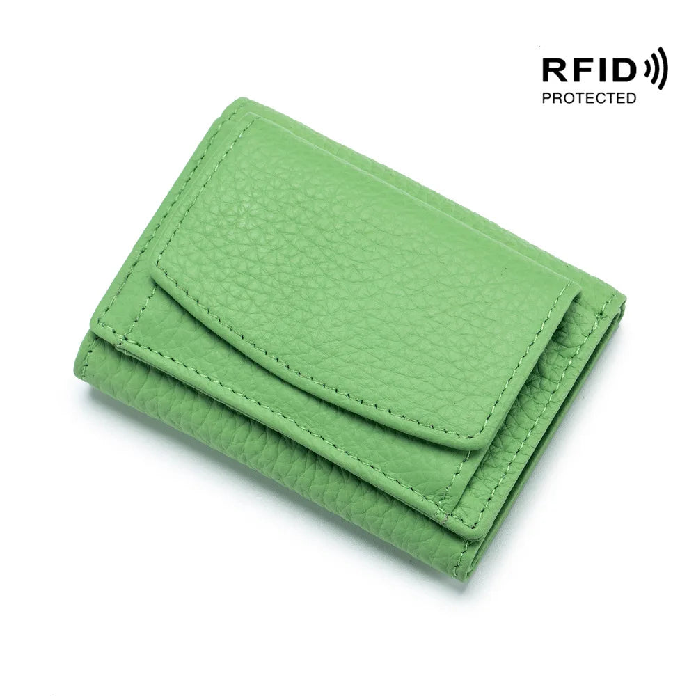 New Women Genuine Leather Purses Female Cowhide Wallets Lady Small Coin Pocket Rfid Card Holder Mini Money Bag Portable Clutch