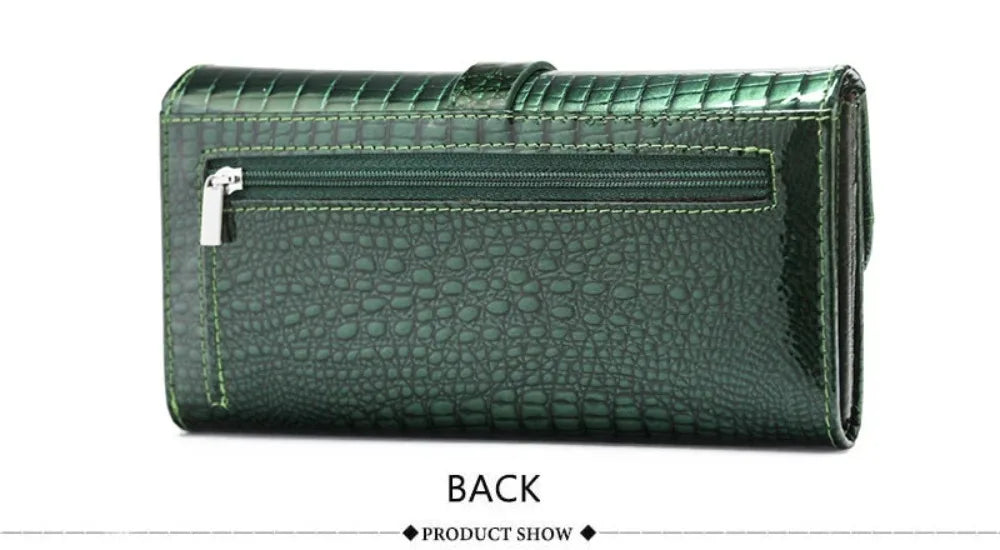 Genuine	Leather Purses for Women Long Handbags RFID	Credit Card Holder Wallets Luxury Designer Cardholder Bag Women's Wallet