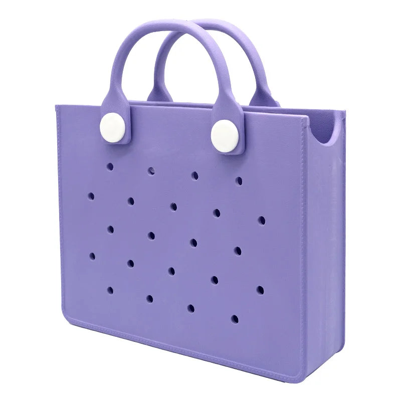 The orange guy Purple Women Fashion New EVA Punched Handbag Casual Waterproof Travel Tote Bag Fit Charms Outdoor Beach Bags