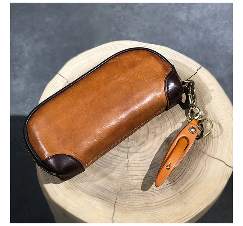 Vintage Handmade Luxury Genuine Leather Men Clutch Bag Casual Designer High Quality Real Cowhide Phone Card Holder Wallet