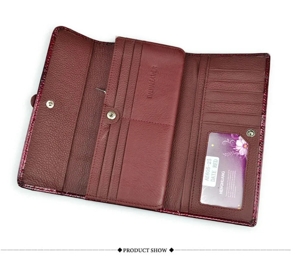 Genuine	Leather Purses for Women Long Handbags RFID	Credit Card Holder Wallets Luxury Designer Cardholder Bag Women's Wallet