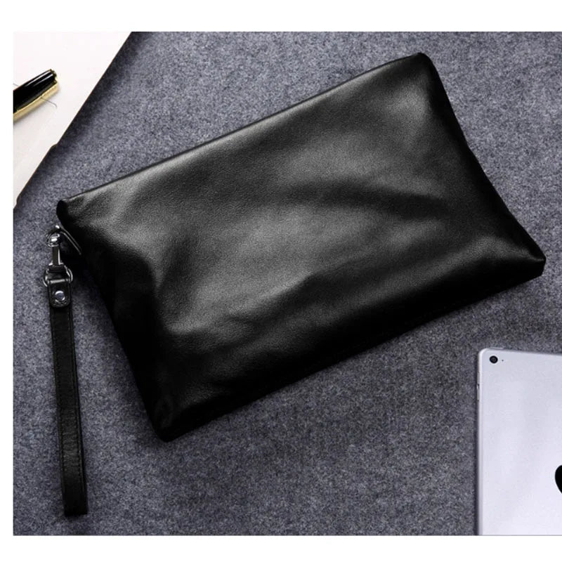2025 New Men's Genuine Leather Handbag, Casual Leather Business Underarm Bag, Luxury Design, Mobile Report