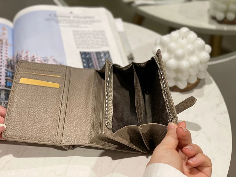 Women's	Wallets Luxury	Designer Genuine Leather Purses for Women Card Holder Wallet with Zipper Coin Pocket Short Billfold
