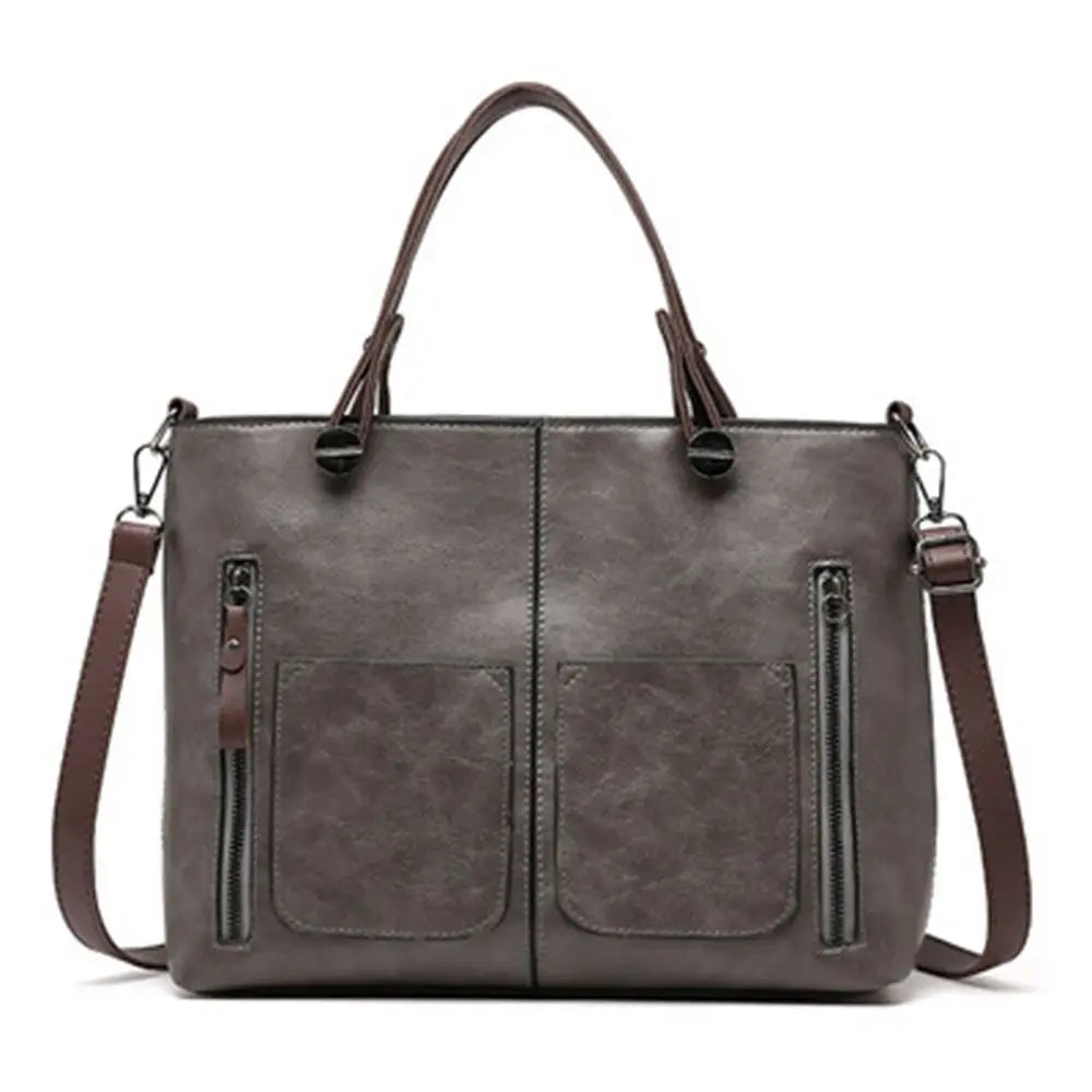 Ladies Vintage Leather Shoulder Bag, Large Leather Purses Work Bags with Multi-Pocket Tote Bag Crossbody Handbags for Women