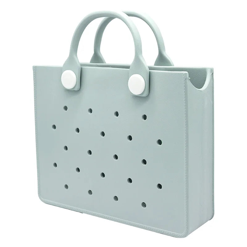 The orange guy Purple Women Fashion New EVA Punched Handbag Casual Waterproof Travel Tote Bag Fit Charms Outdoor Beach Bags