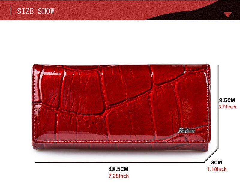 Handbag for Women Clutch Bags Female Long Wallets Genuine	Leather Purses Ladies Gift Elegant Luxury Wallet Shiny Money Bag