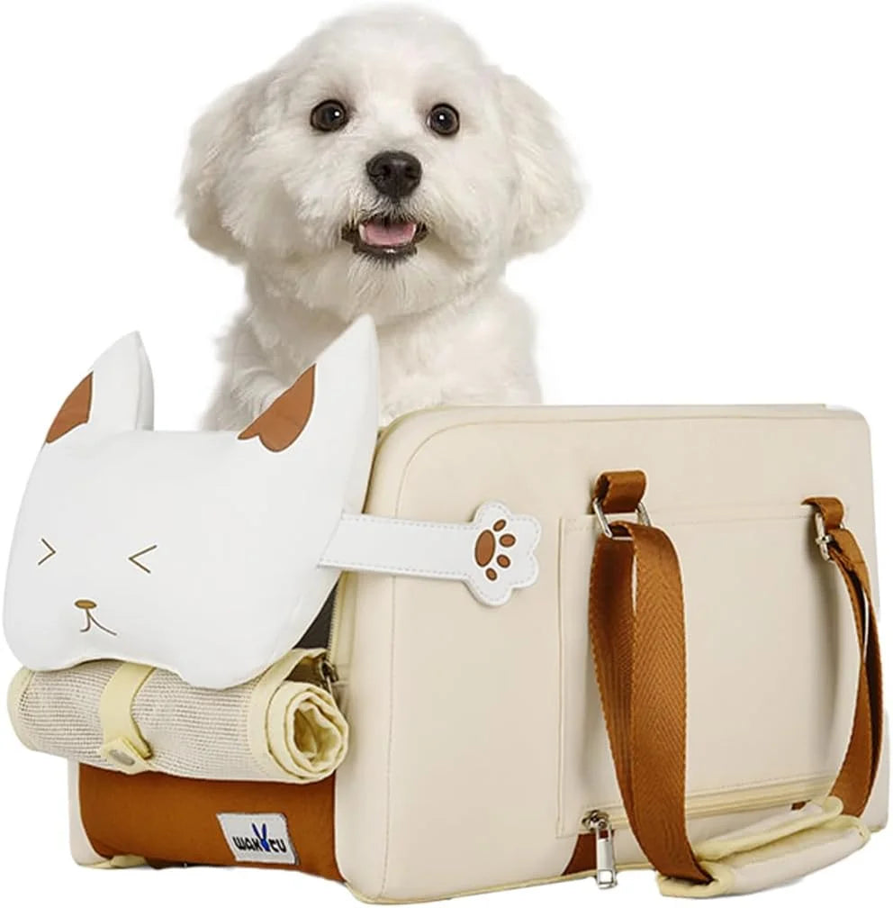 Dog car seat center console dog seat with double protection seat belt comfortable bow neck pillow suitable for dog cat puppy