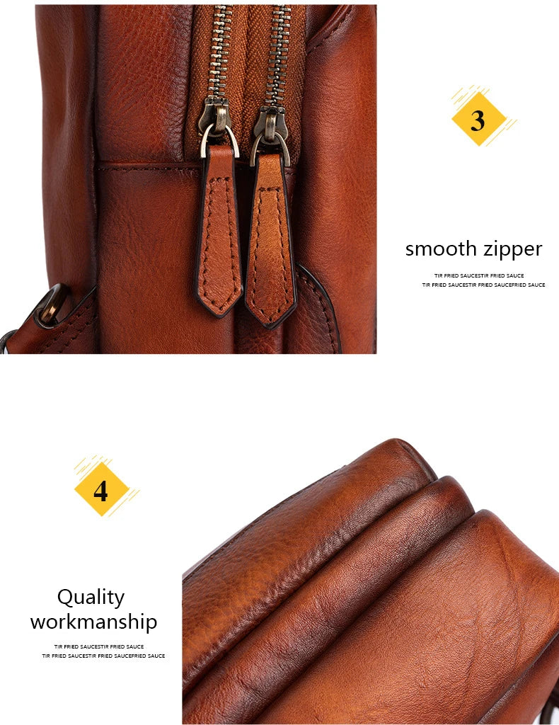 Anti theft  Men's Bag Luxury Brand Designer Single Shoulder Chest Bag Leather Male Crossbody Chest Pack Street Small Sling Bag