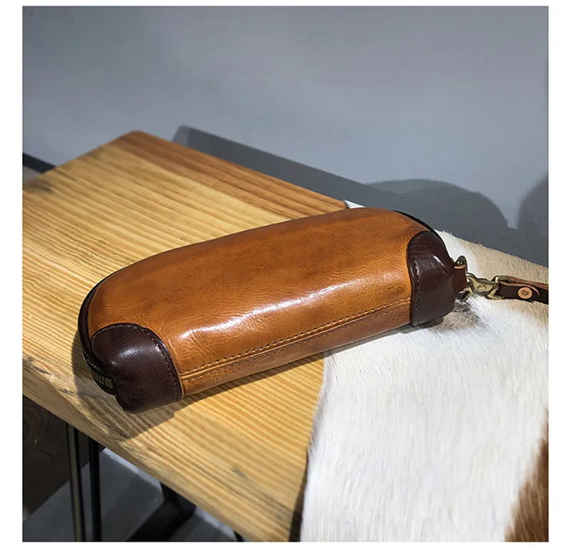 Vintage Handmade Luxury Genuine Leather Men Clutch Bag Casual Designer High Quality Real Cowhide Phone Card Holder Wallet