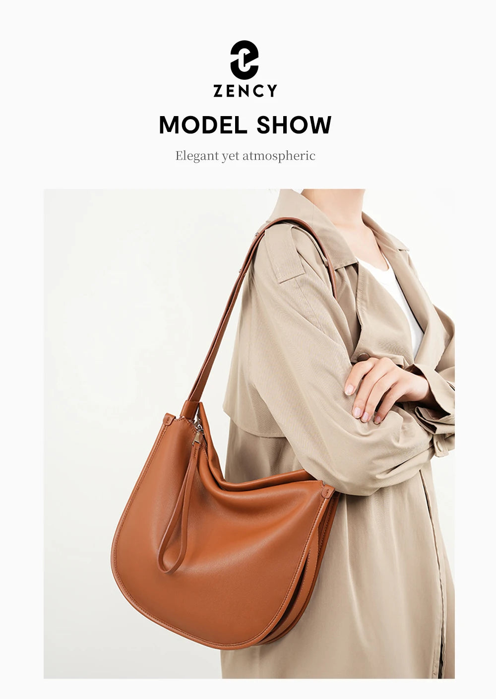 Zency Minimalist luxury Designer Bag Women Messenger Bag Genuine Leather Shoulder Handbags Large Capacity Tote Bag HoboFor Work