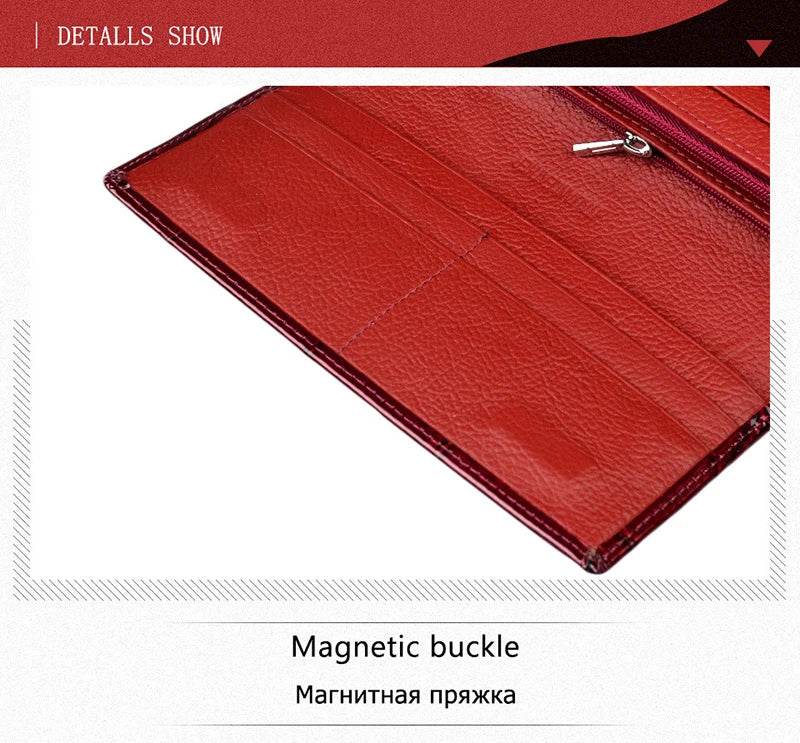 Handbag for Women Clutch Bags Female Long Wallets Genuine	Leather Purses Ladies Gift Elegant Luxury Wallet Shiny Money Bag