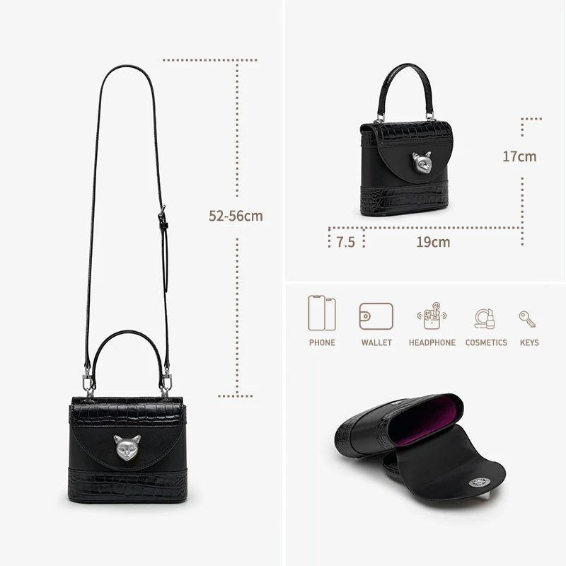 BAFELLI HANDBAG 2025 WOMEN'S NEW CROSSBODY LEATHER PURSE EVENING BAG CROCODILE GRAIN DESIGNER BUCKET CAT LUXURY BRAND FASHION
