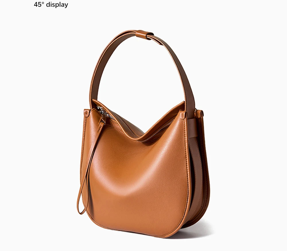 Zency Women Classic Black Messenger Bag Soft Leather Fashion Girl Handbag Luxury Designer Shoulder Large Hobo Bag For Commuters