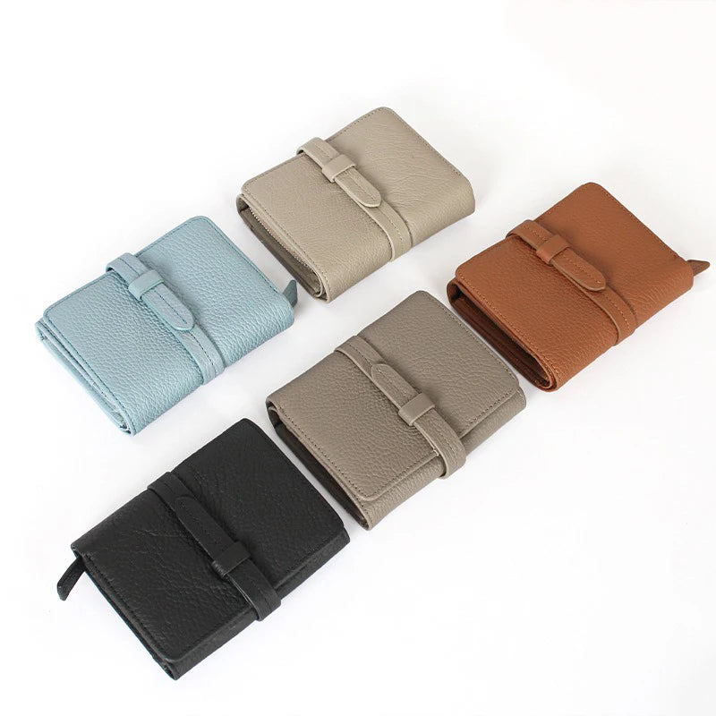 Women's	Wallets Luxury	Designer Genuine Leather Purses for Women Card Holder Wallet with Zipper Coin Pocket Short Billfold