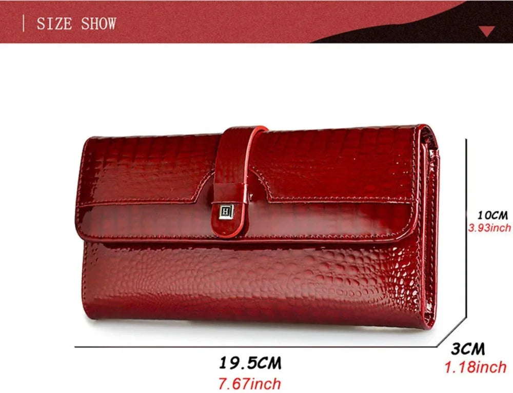 Genuine	Leather Purses for Women Long Handbags RFID	Credit Card Holder Wallets Luxury Designer Cardholder Bag Women's Wallet