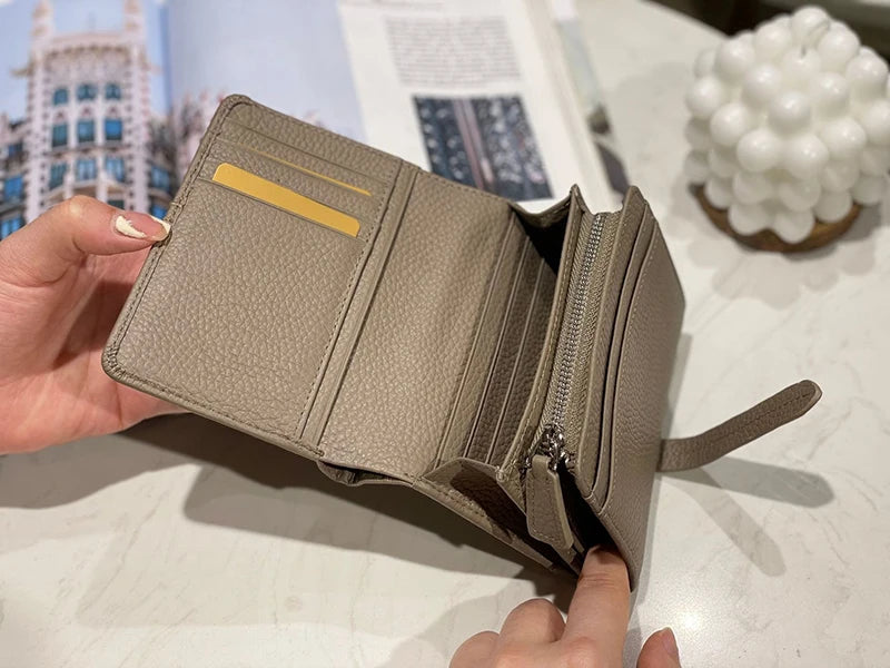 Women's	Wallets Luxury	Designer Genuine Leather Purses for Women Card Holder Wallet with Zipper Coin Pocket Short Billfold