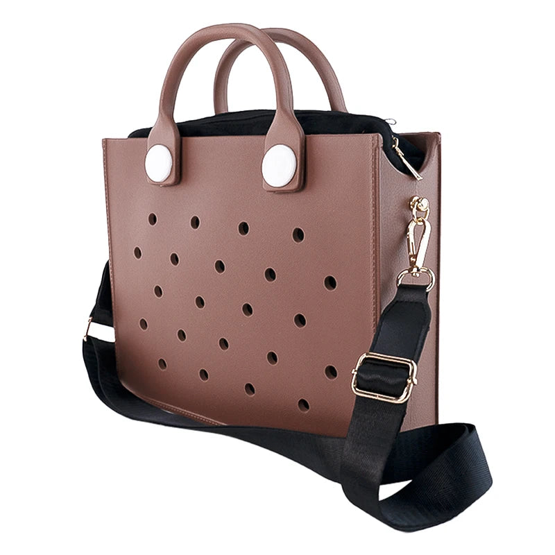 The orange guy Purple Women Fashion New EVA Punched Handbag Casual Waterproof Travel Tote Bag Fit Charms Outdoor Beach Bags