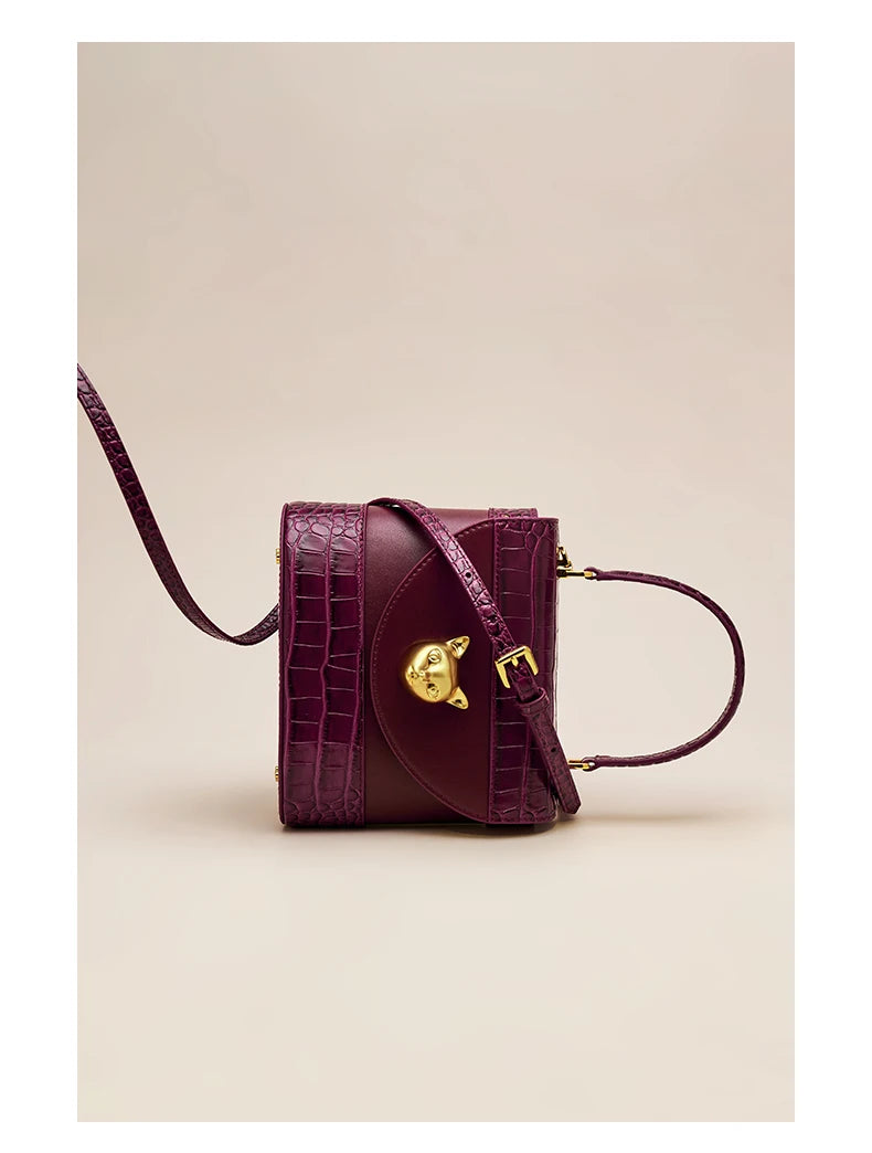 BAFELLI HANDBAG 2025 WOMEN'S NEW CROSSBODY LEATHER PURSE EVENING BAG CROCODILE GRAIN DESIGNER BUCKET CAT LUXURY BRAND FASHION