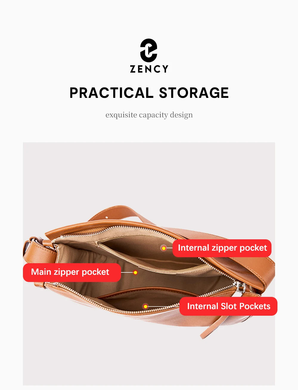 Zency Minimalist luxury Designer Bag Women Messenger Bag Genuine Leather Shoulder Handbags Large Capacity Tote Bag HoboFor Work
