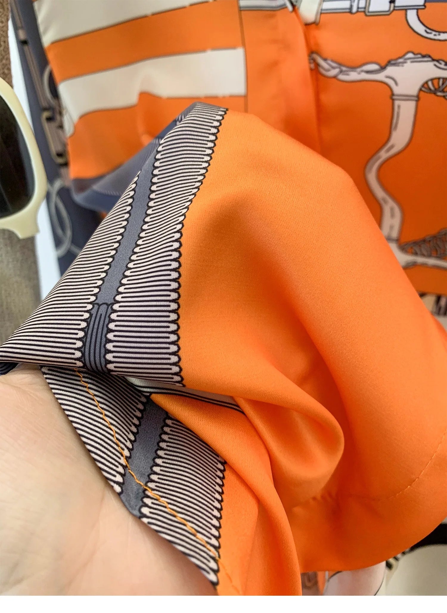 Luxury Brand Design Imitation Silk Orange Grey 2025 Spring Summer Long Sleeves Shirt For Women Elegant Fashion Lady Top Clothes