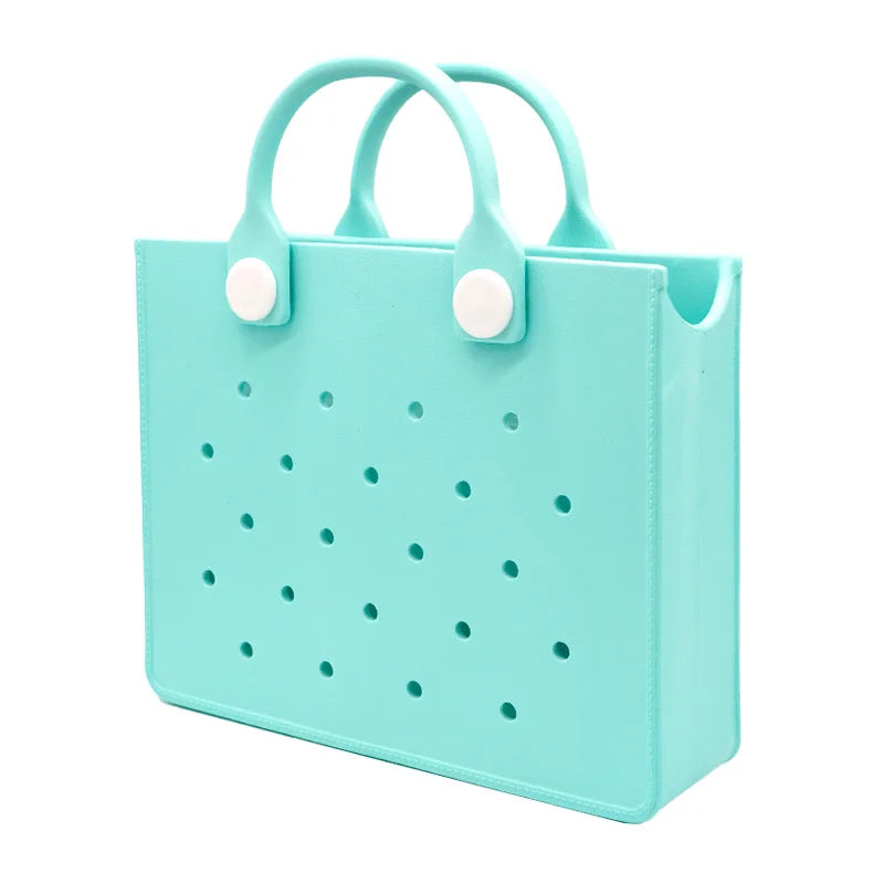 The orange guy Purple Women Fashion New EVA Punched Handbag Casual Waterproof Travel Tote Bag Fit Charms Outdoor Beach Bags