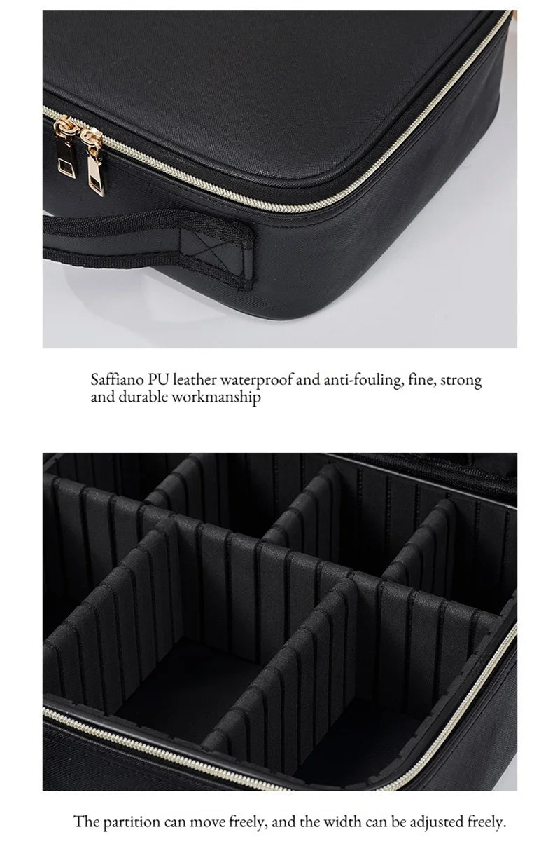 LED Cosmetic Case with Lights and Mirror Cosmetic Bag Large Capacity Premium Feeling Cosmetic Bag Luxury makeup bag