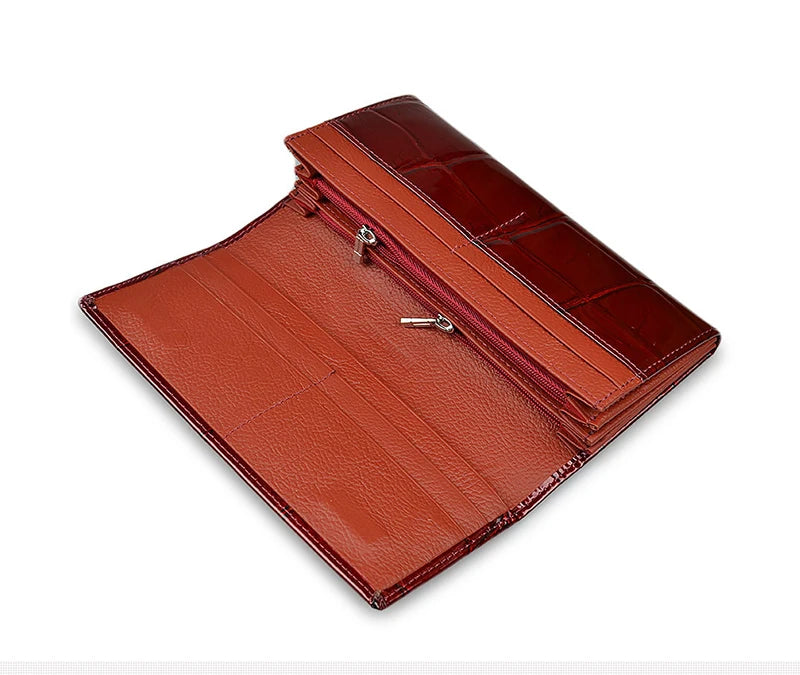 Handbag for Women Clutch Bags Female Long Wallets Genuine	Leather Purses Ladies Gift Elegant Luxury Wallet Shiny Money Bag