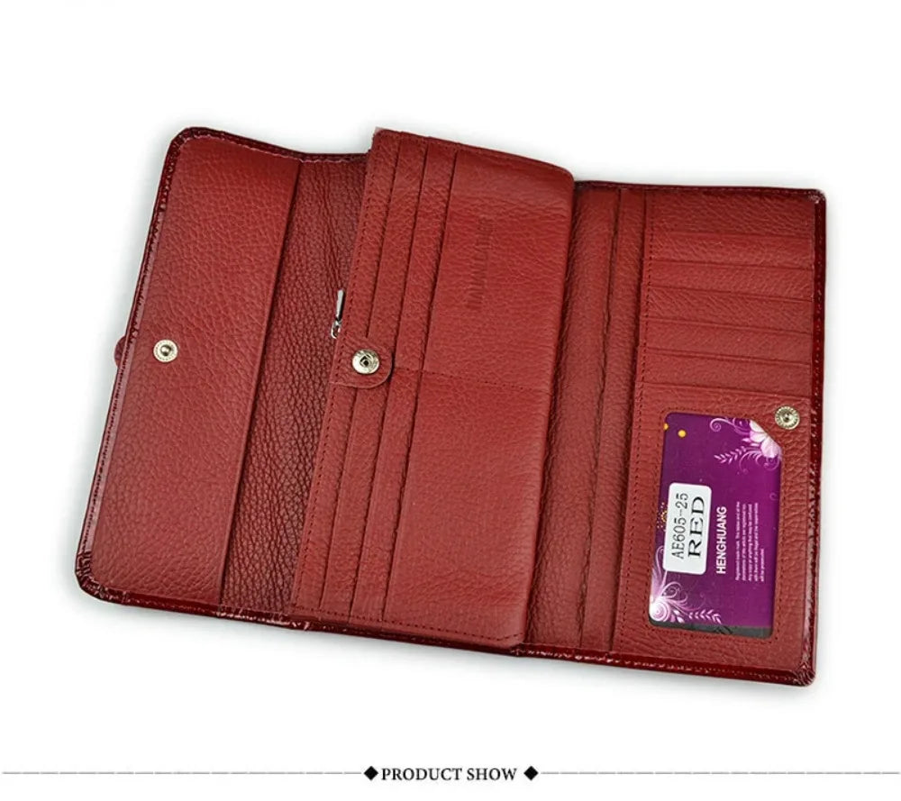 Genuine	Leather Purses for Women Long Handbags RFID	Credit Card Holder Wallets Luxury Designer Cardholder Bag Women's Wallet