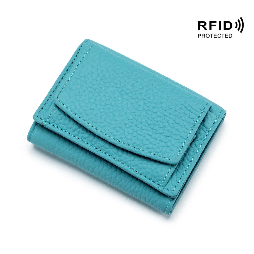 New Women Genuine Leather Purses Female Cowhide Wallets Lady Small Coin Pocket Rfid Card Holder Mini Money Bag Portable Clutch