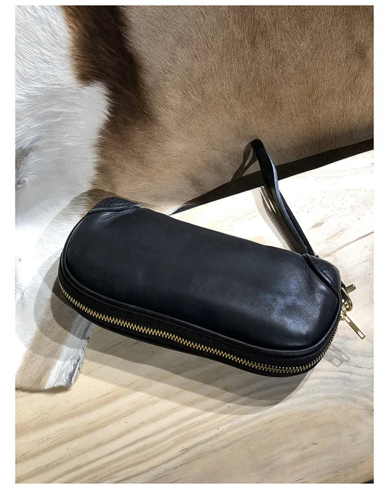 Vintage Handmade Luxury Genuine Leather Men Clutch Bag Casual Designer High Quality Real Cowhide Phone Card Holder Wallet