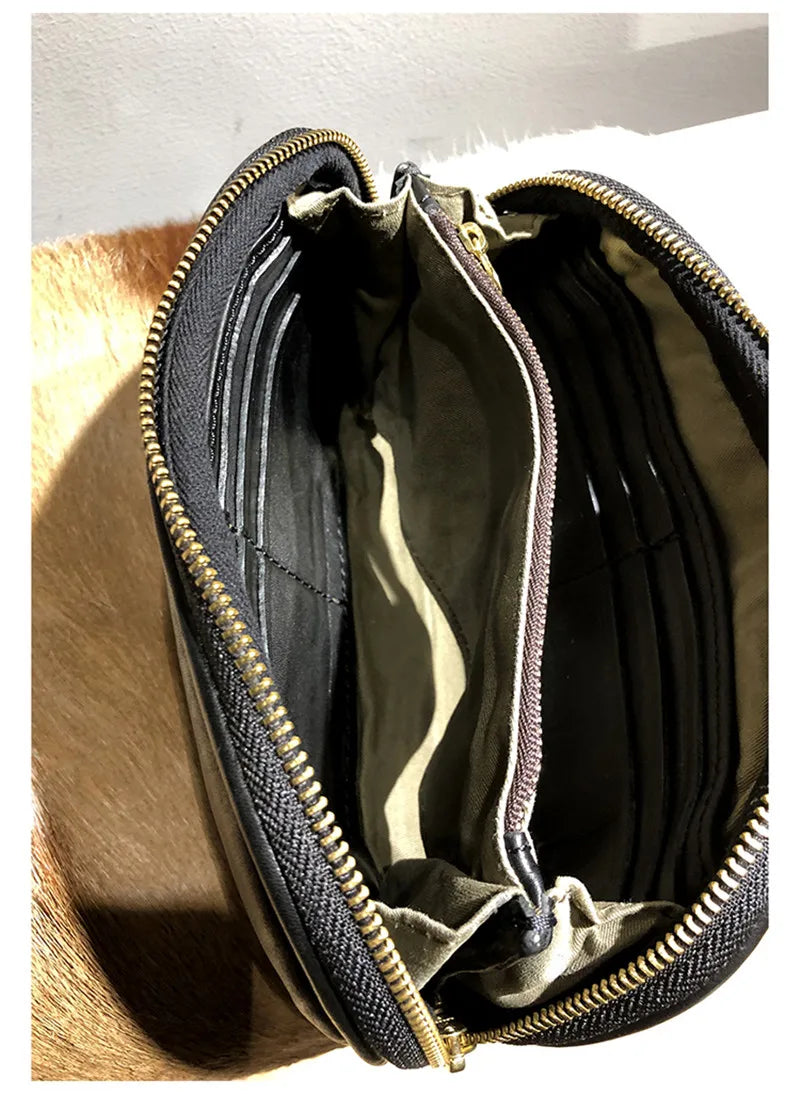 Vintage Handmade Luxury Genuine Leather Men Clutch Bag Casual Designer High Quality Real Cowhide Phone Card Holder Wallet