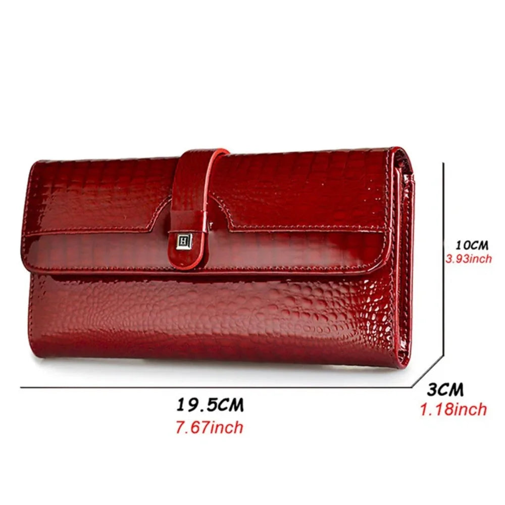 Genuine	Leather Purses for Women Long Handbags RFID	Credit Card Holder Wallets Luxury Designer Cardholder Bag Women's Wallet