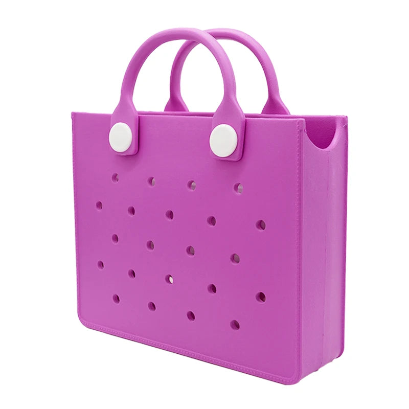 The orange guy Purple Women Fashion New EVA Punched Handbag Casual Waterproof Travel Tote Bag Fit Charms Outdoor Beach Bags