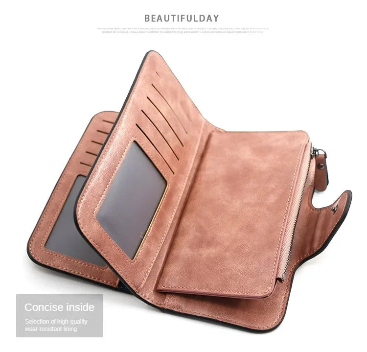 Women's Wallet Made of Leather Wallets Three Fold VINTAGE Womens Purses Mobile Phone Purse Female Coin Purse Carteira Feminina